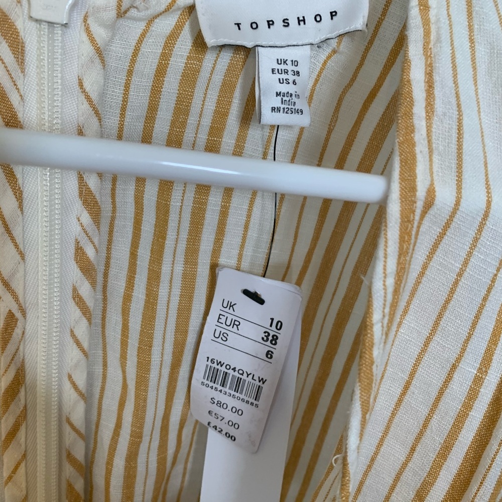 NWT Topshop size 6 linen striped jumpsuit - Picture 3 of 5